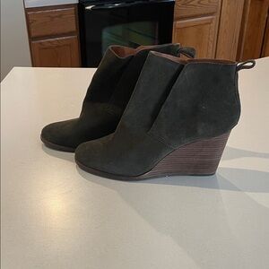 Lucky Brand Olive Green Suede Ankle Booties